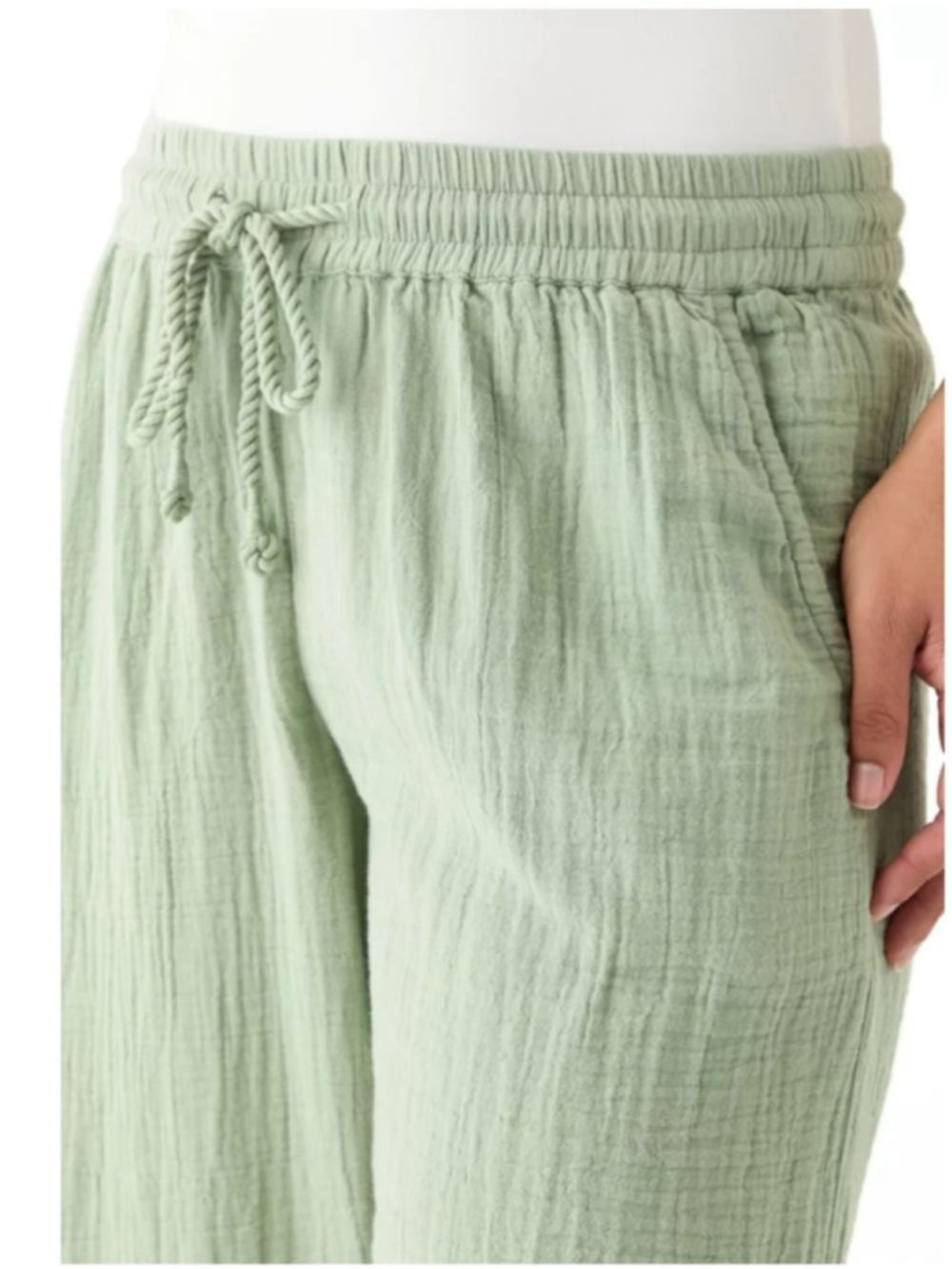 Tommy Bahama Island Gauze Wide Leg Cropped Pants XS Light Green Beachy Coastal - Picture 2 of 9
